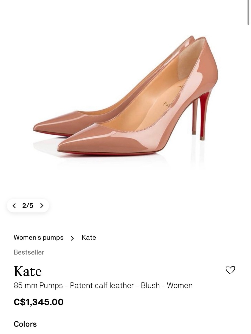 Christian Louboutin Patent Pointed-Toe Pumps in Blush with Red Sole
